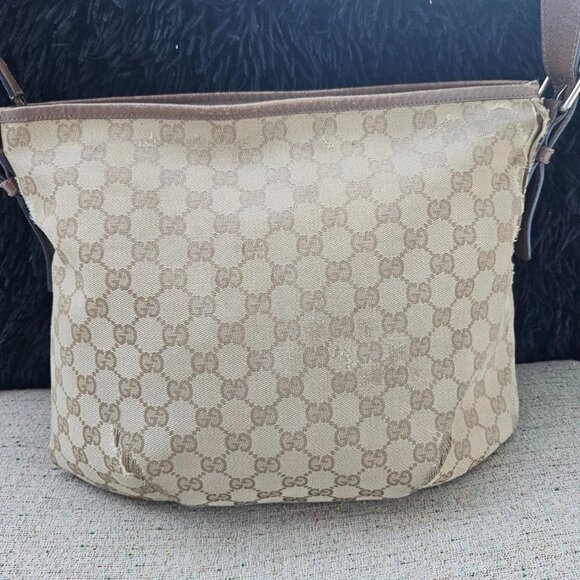 Gucci Women Hand Bag Brown GG Web Signature Canvas Shoulder Bag Italy Read Desc - Picture 2 of 12